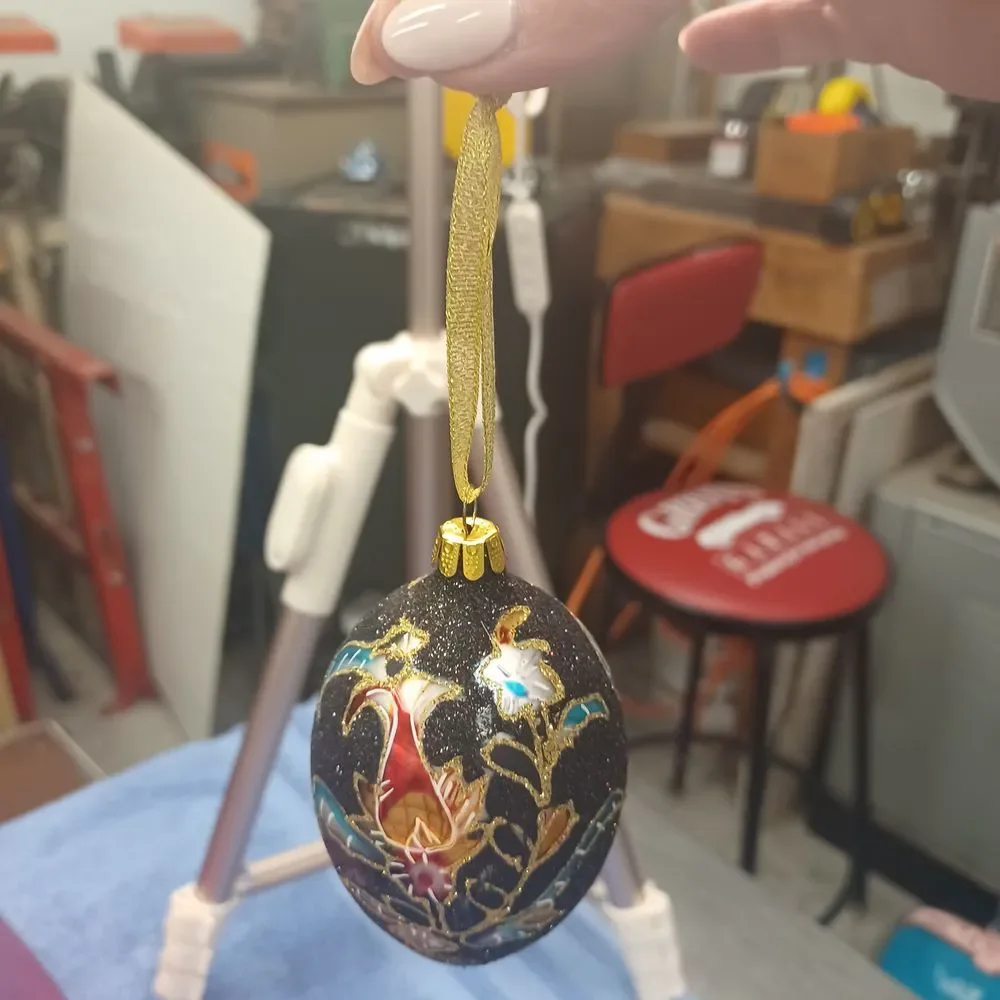 Joan Rivers Classics Collection Decorative Black,Gold Egg Ornament Holiday Decor